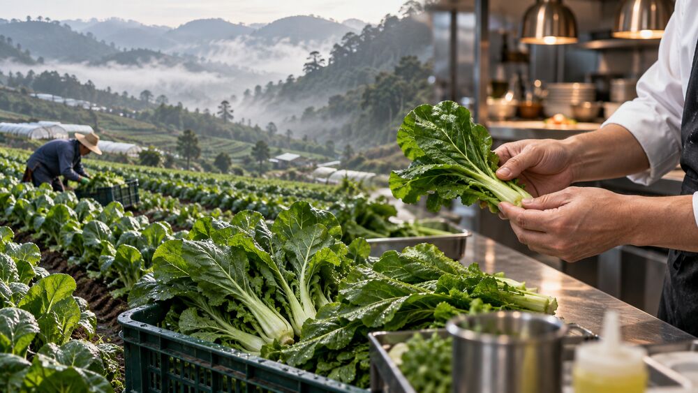 Cameron Highlands farming and a chef selecting fresh ingredients